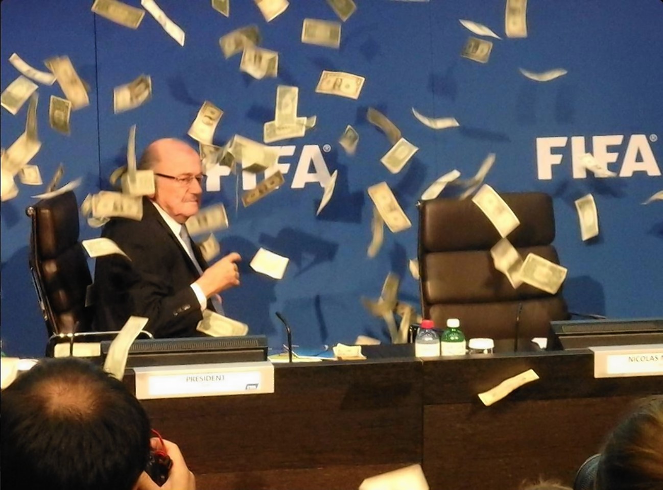 Blatter was covered in fake money