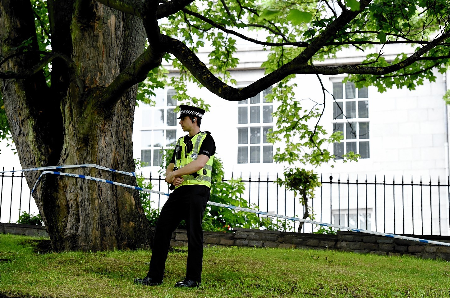 Police at Bon Accord Gardens yesterday