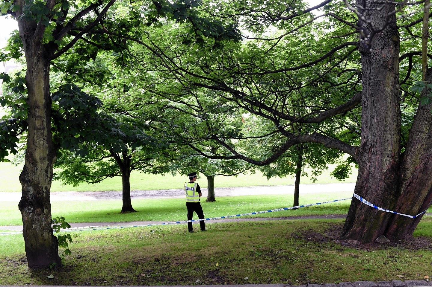 Police Scotland at a taped off area of Bon Accord Terrace Gardens. Picture by Kami Thomson