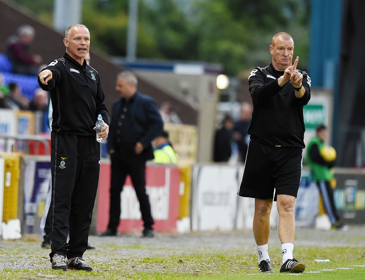 Brian Rice, right, will oversee touchline duties due to John Hughes' suspension.