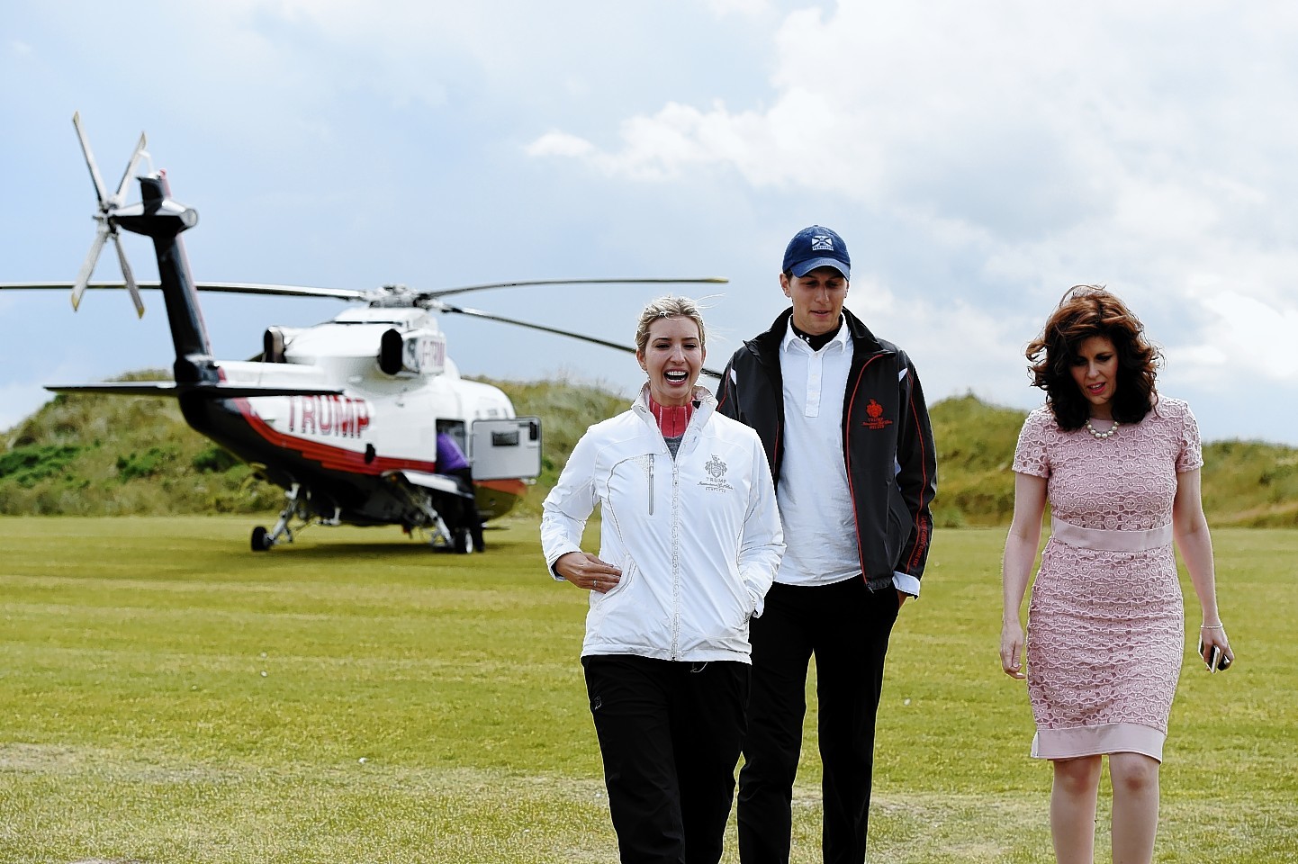Ivanka Trump and her husband Jared Kushner flew into Trump International Golf Links Scotland by helicopter