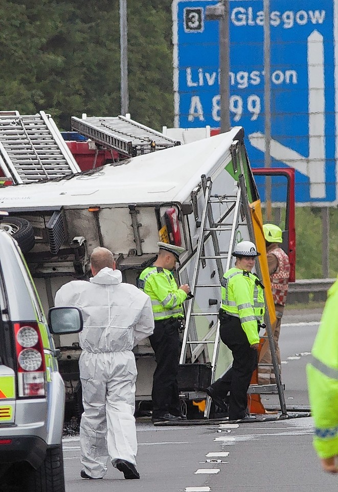 Police secure the collision area 