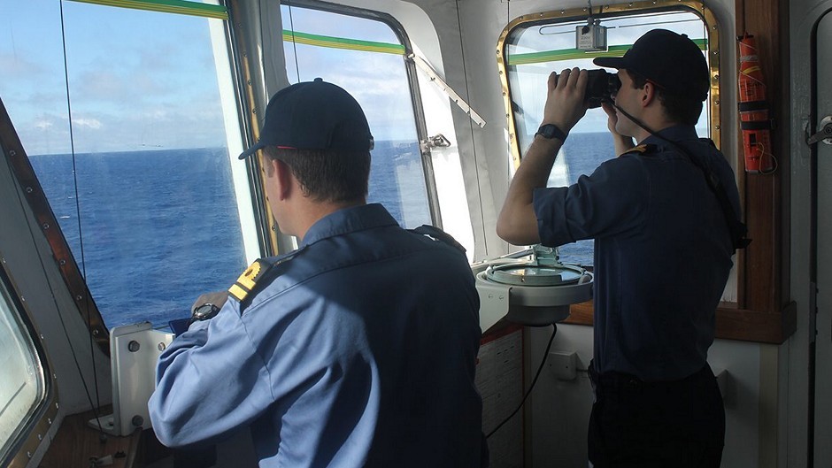 The crew of survey ship HMS Echo in the southern Indian Ocean help in the underwater search for the flight recorder from the missing Malaysia Airlines flight MH370 (MoD/PA)