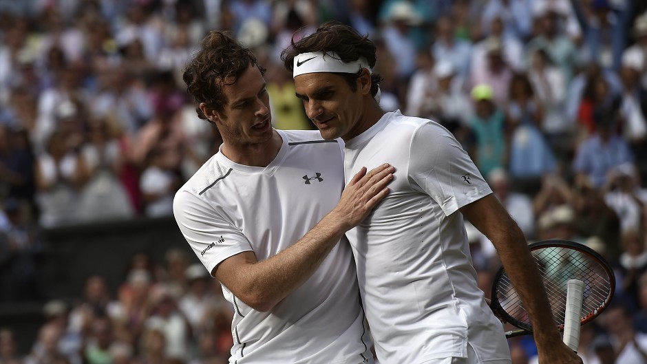 Andy Murray, left, was beaten in straight sets by Roger Federer