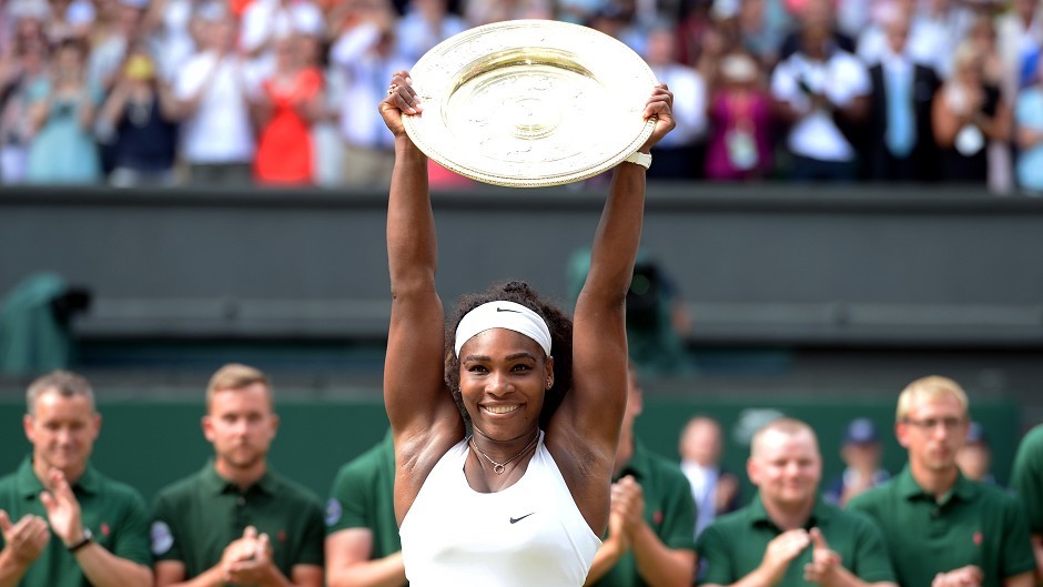 Serena Williams, pictured, saw off Garbine Muguruza to win Saturday's Wimbledon final