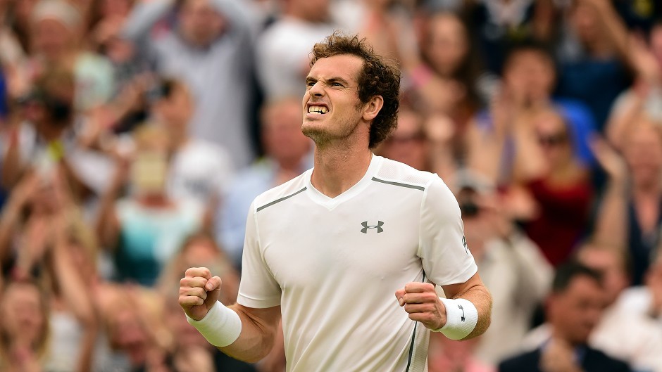 Murray celebrates beating Pospisil in the quarter final 