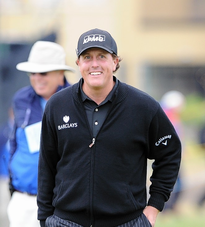 Mickelson was all smiles on the second hole during day five of The Open Championship