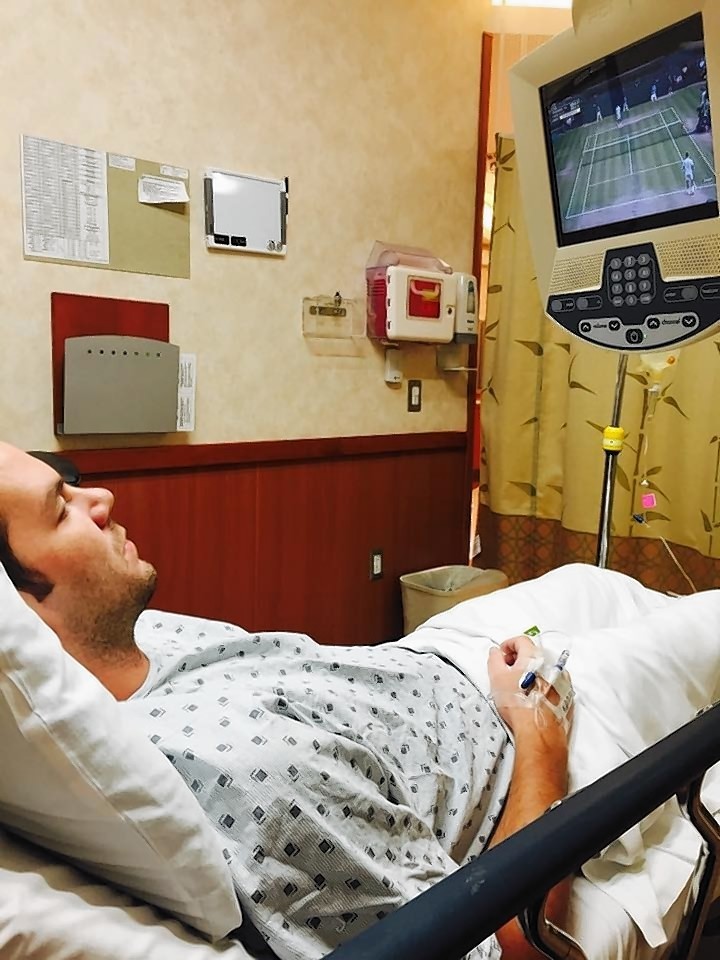 Roderic Munro in his hospital bed