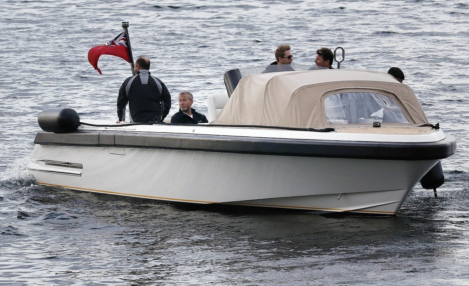 Abramovich arrives in Lochranza Arran to take his dog for a walk around the island.