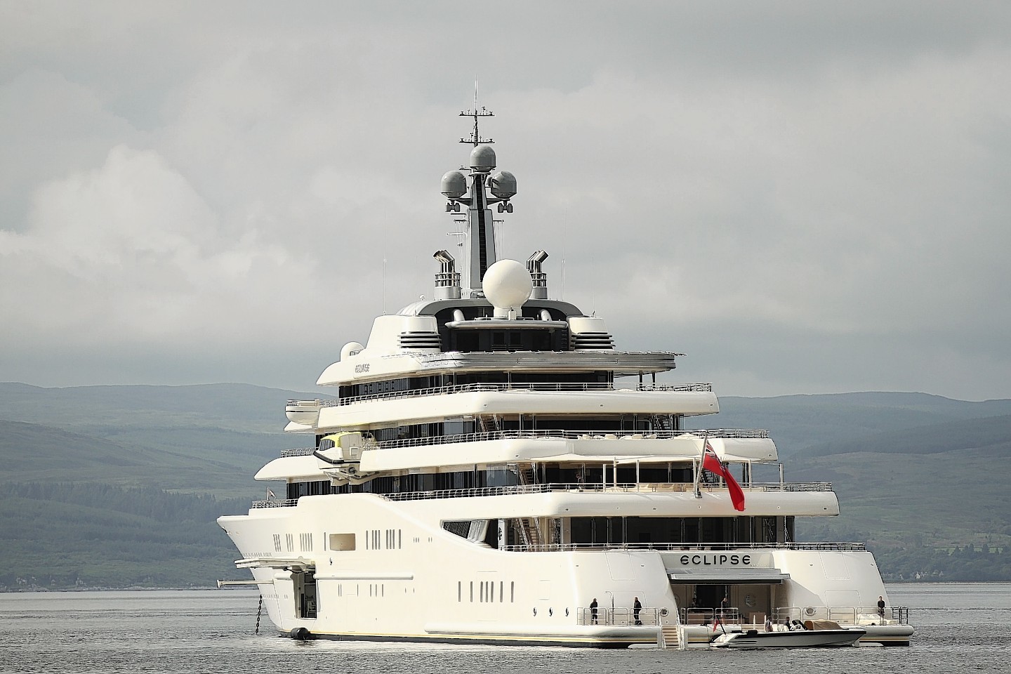 Abramovich's rather impressive Eclipse moored near Lochranza, Arran 