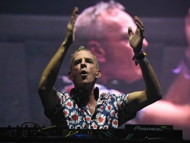 Fatboy Slim performs on stage last night