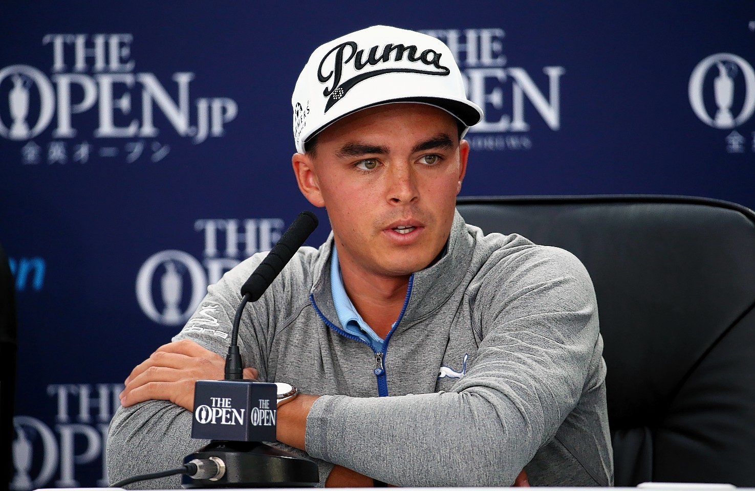 Rickie Fowler at a pre-tournament press office