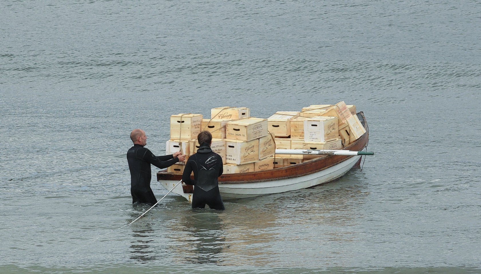 Pictures of the beginning of filming of Whisky Galore  at Portsoy