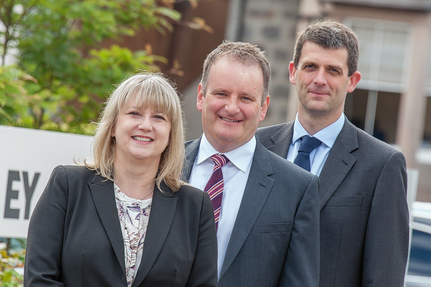 New Aberdeen EY partners Heather Smallwood and Jamie Dixon with Aberdeen senior partner Derek Leith (centre)