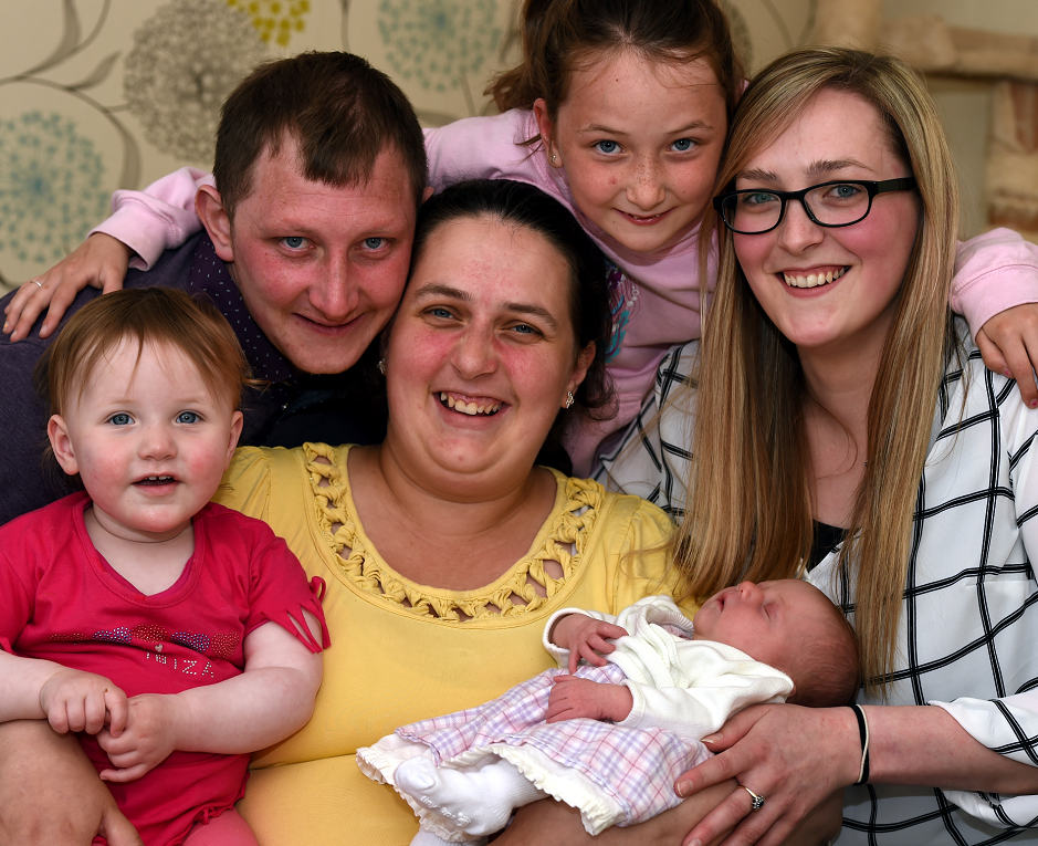 From left to right: from left: Katie McDonald, Phillip McDonald, Kelly Fraser, Erin McDonald; baby, Amber-Rose McDonald and Sarah-Louise Fraser