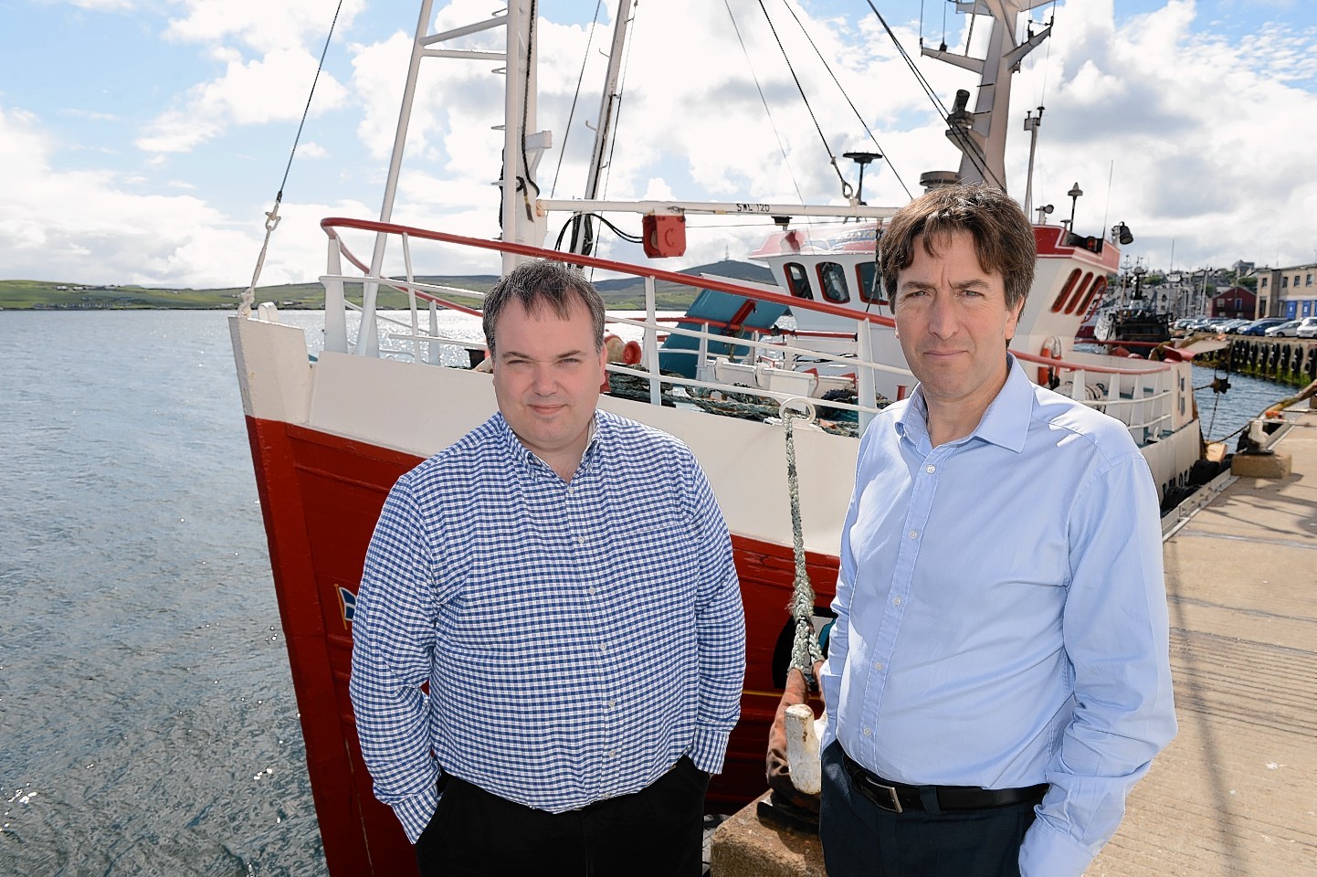 Simon Collins, right, with Shetland Fish Producers’ Organisation chief executive Brian Isbister