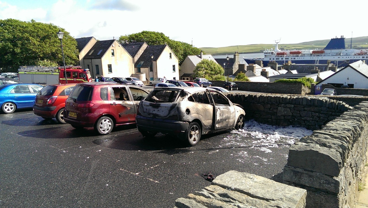The fire destroyed the car