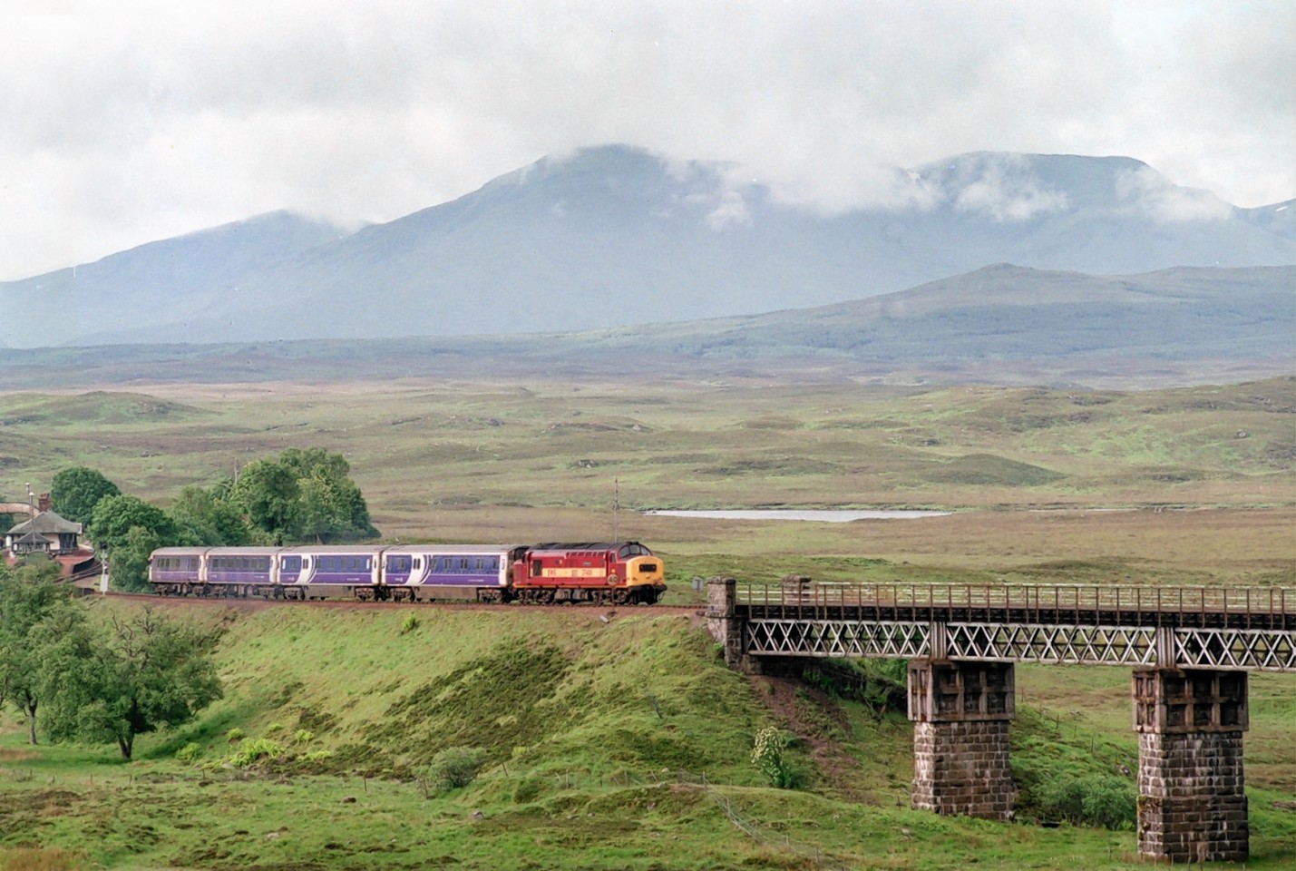 The scenic railway line between Rannoch and Fort William