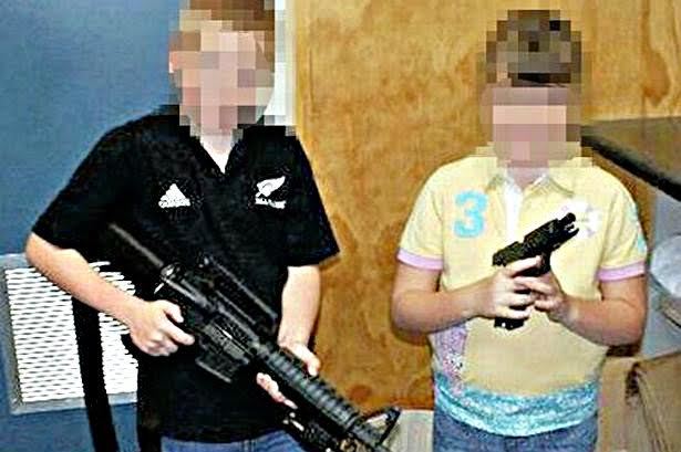 Blair McMaster has posted pictures of two children  holding automatic weapons to his Facebook page
