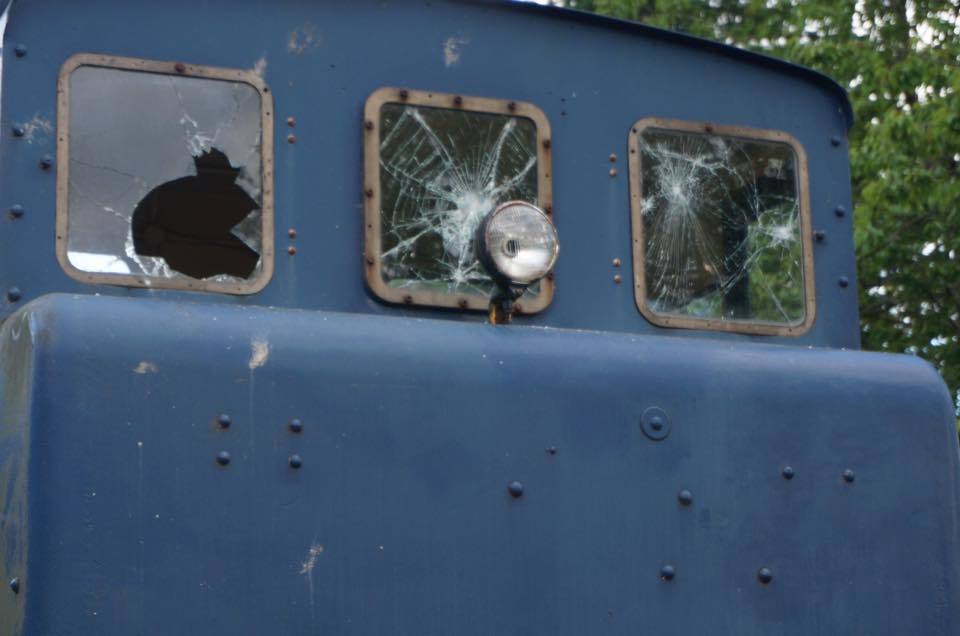 Police are investigating after thugs used bricks and stones to smash the windows of a 1950s-era carriage at Crathes