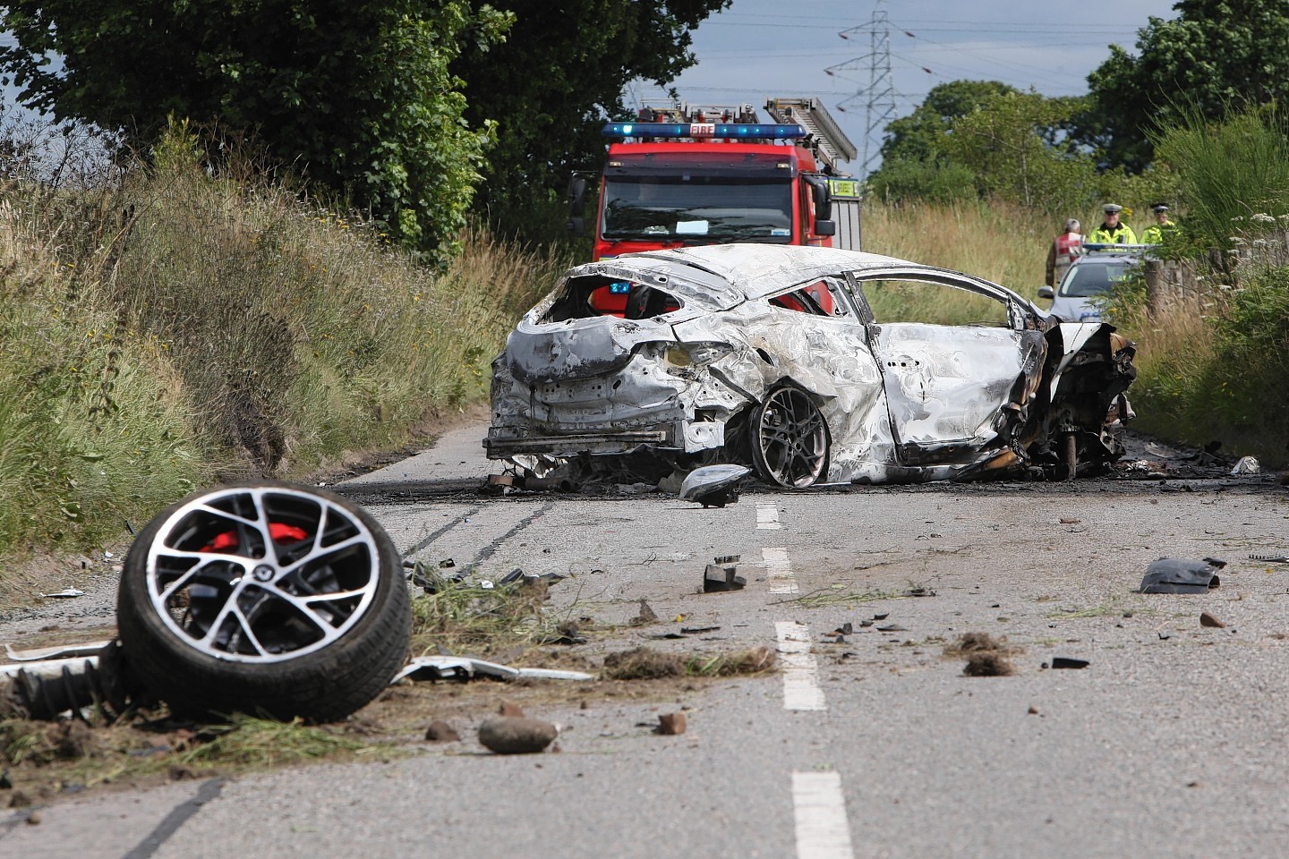 The remains of the burnt out car on the A831 near Kilmorack Gallery