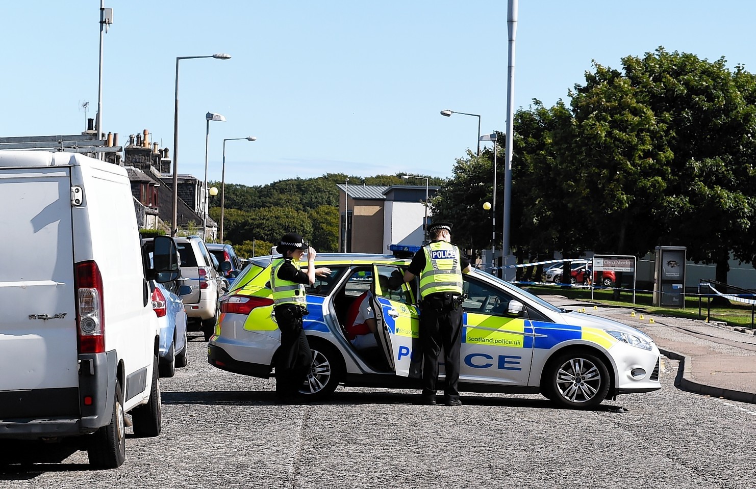 Police outside the Broadsword Bar on Hayton Road, Aberdeen