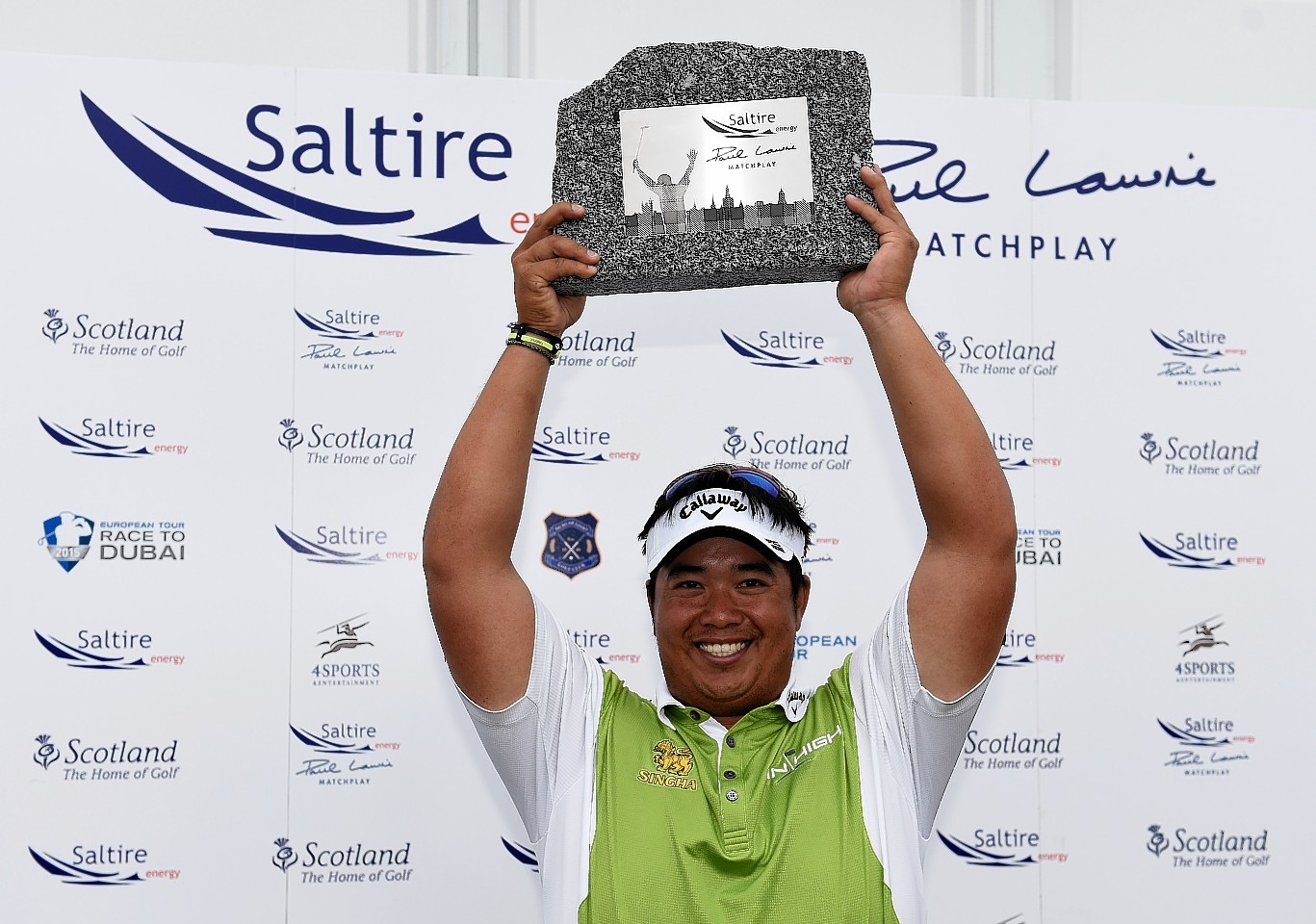 Aphibarnrat with the winners trophy after his match against Robert Karlsson