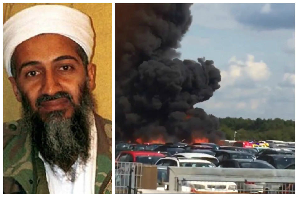 Osama Bin Laden's family were onboard the plane that crashed near a UK airport