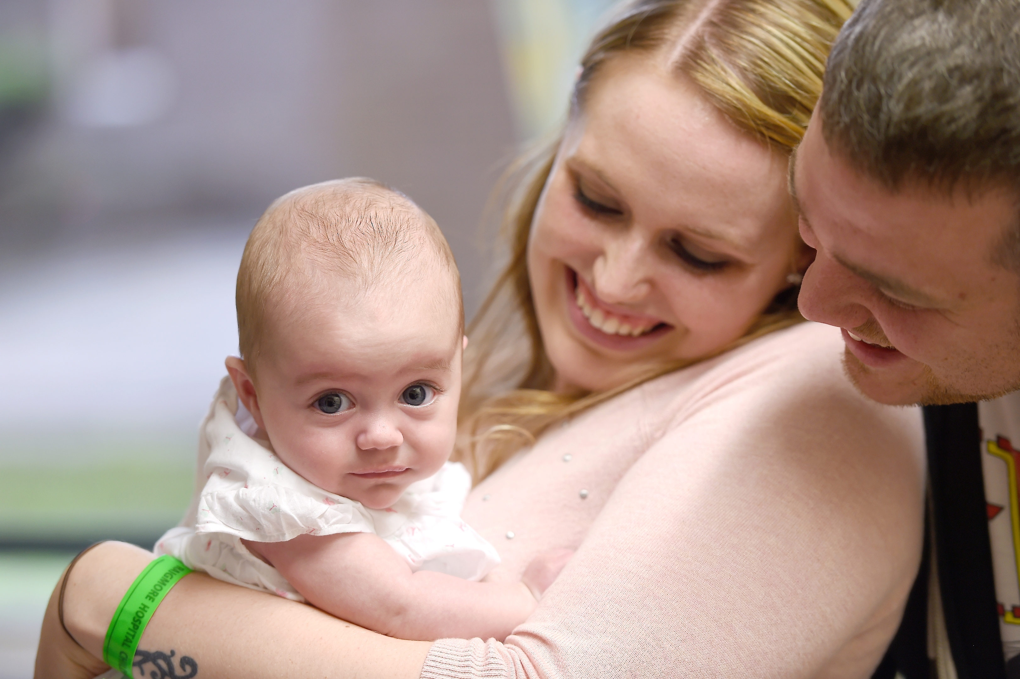 Layla Jade in Raigmore Hospital, Inverness last night with mum, Zoe Sweeney and dad James Henderson