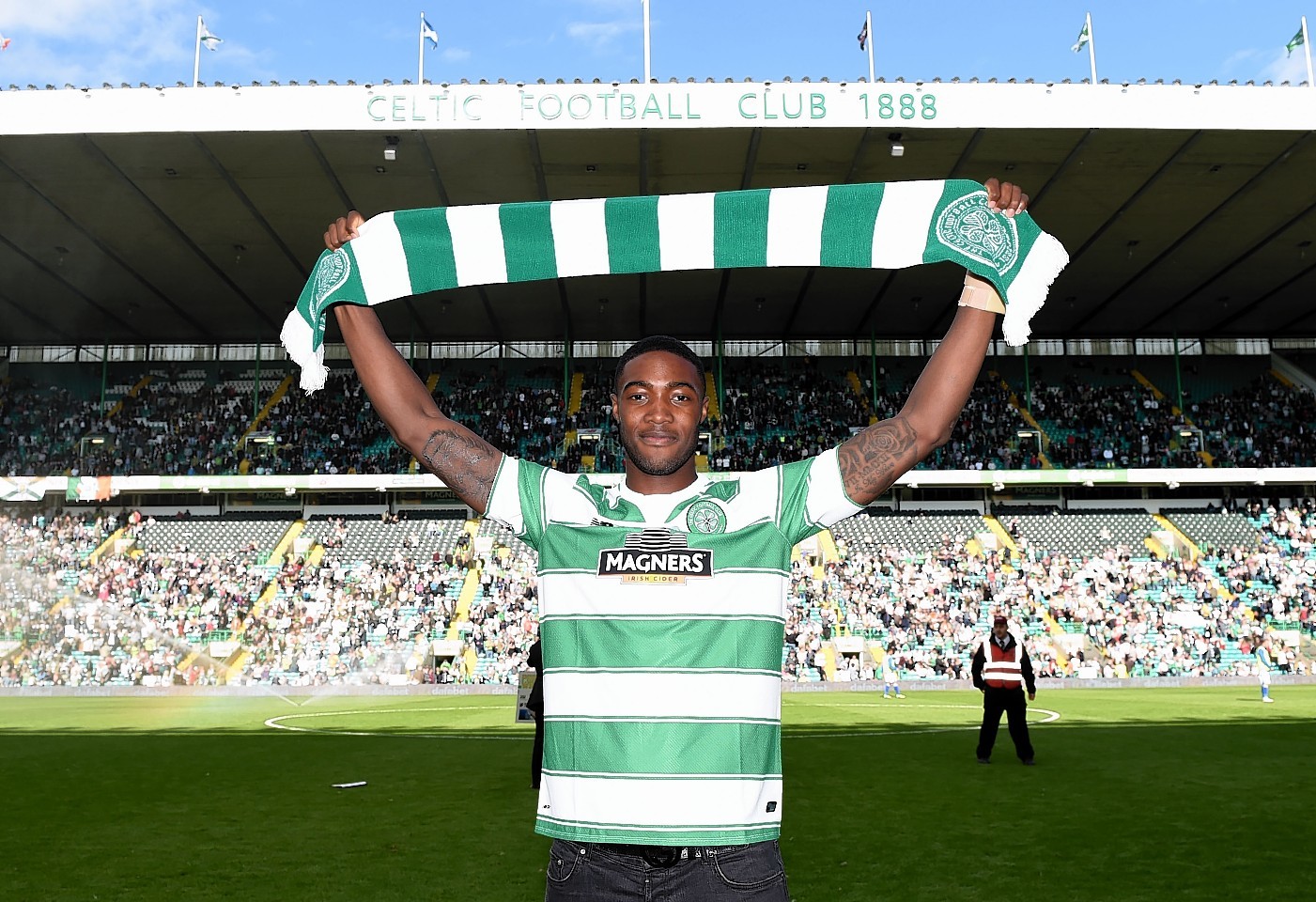 Blackett was paraded to the Celtic fans at half-time today 