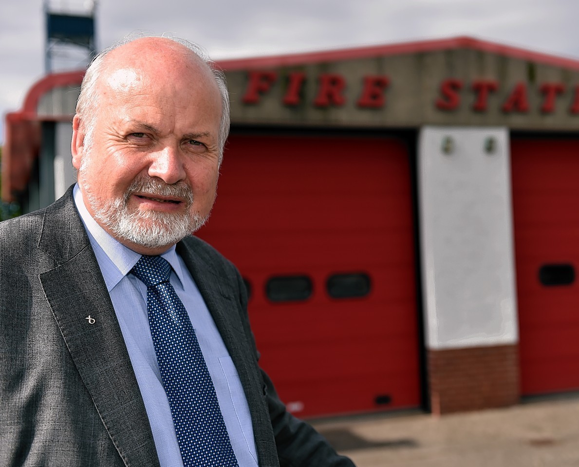 Buckie councillor Gordon McDonald at Buckie Fire Station. Picture by Gordon Lennox