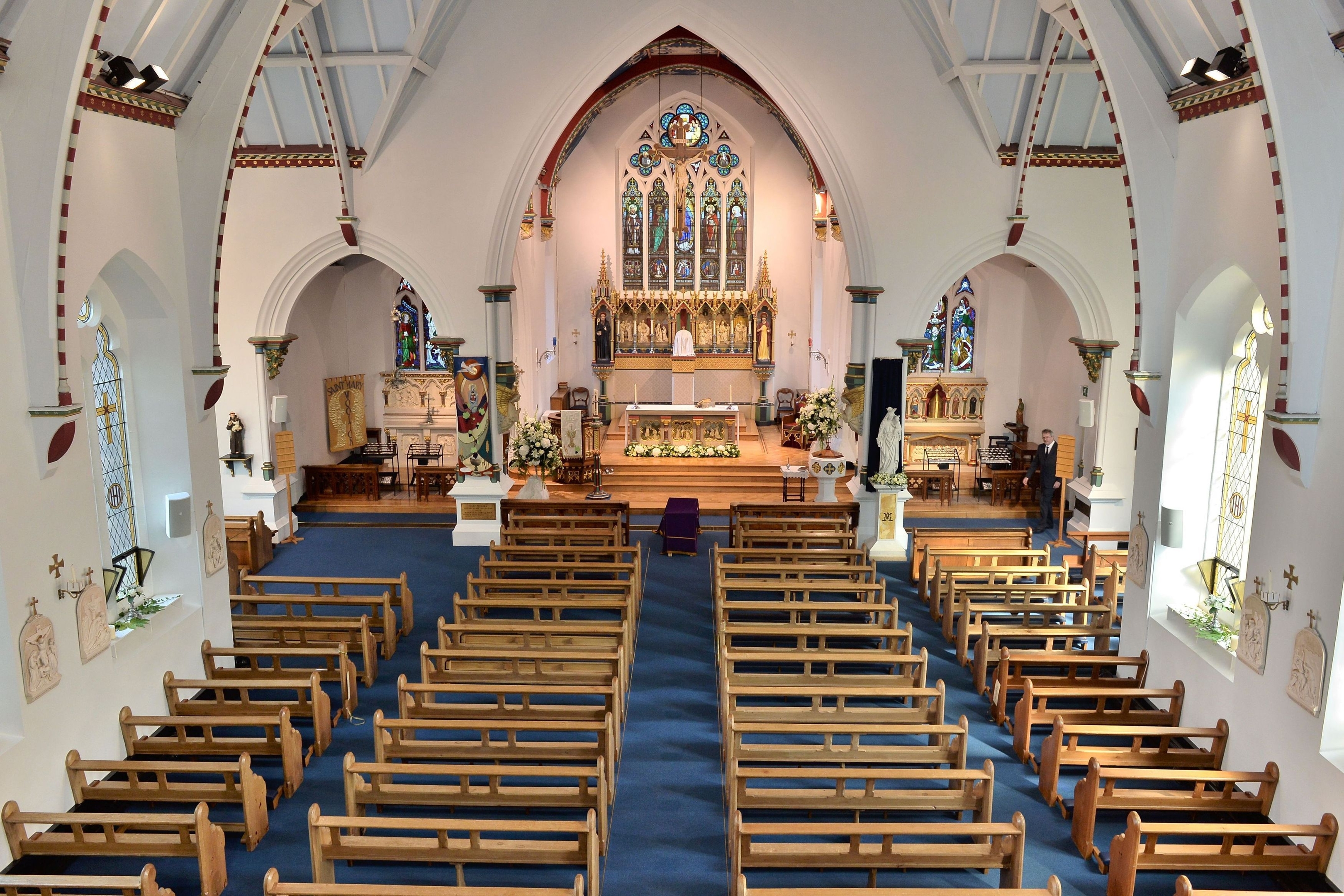 FREE EDITORIAL USE ONLY UNTIL AUGUST 27, 2015. AFTER THIS TIME A FEE IS PAYABLE A general view of inside St Mary's Church in Woolton, Liverpool, ahead of the funeral of Cilla Black. PRESS ASSOCIATION Photo. Picture date: Thursday August 20, 2015. Black's career spanned six decades before her sudden death, aged 72, after a fall at her villa in Spain on August 1. See PA story FUNERAL Cilla. Photo credit should read: Ray Tang/REX Shutterstock/PA Wire