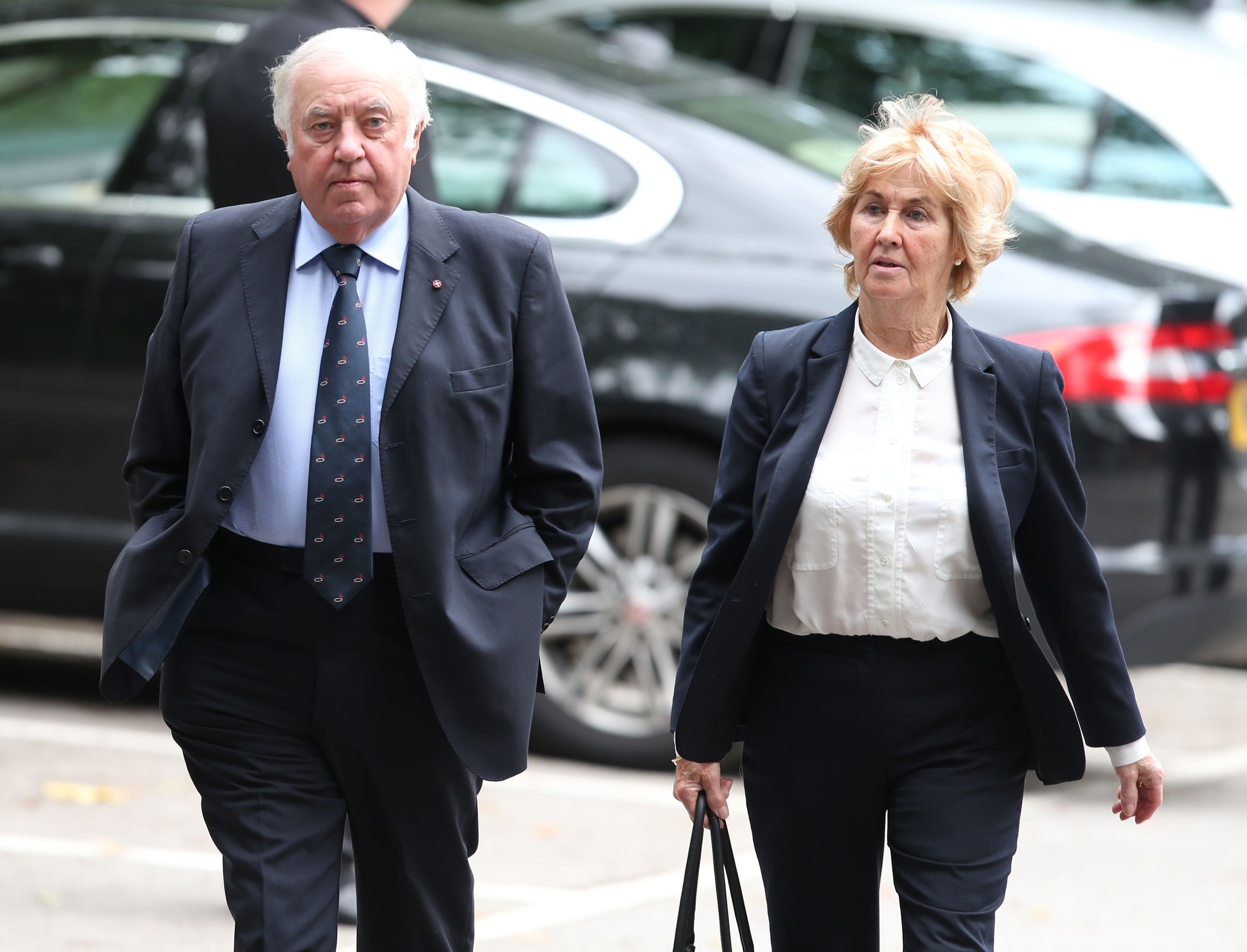 Jimmy Tarbuck and wife Pauline arrive for the funeral 