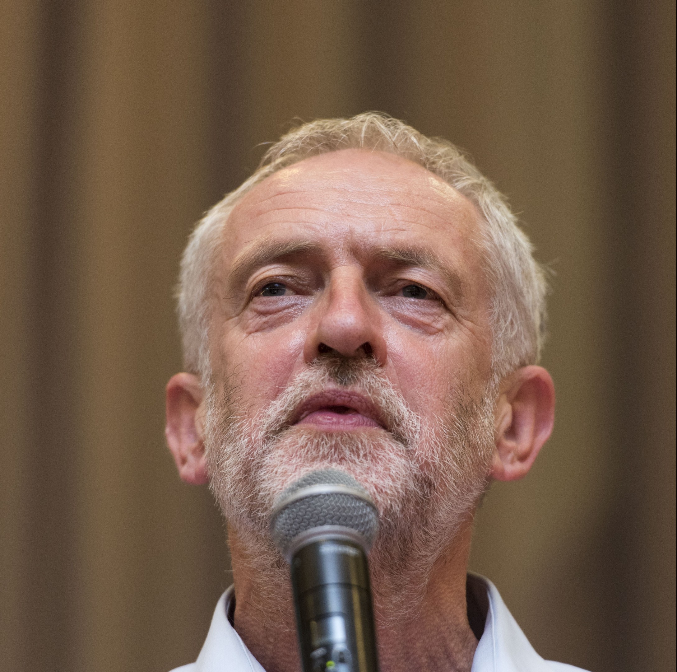 Labour leadership candidate Jeremy Corbyn attends a rally at the Mercure Cardiff Holland House Hotel on August 11