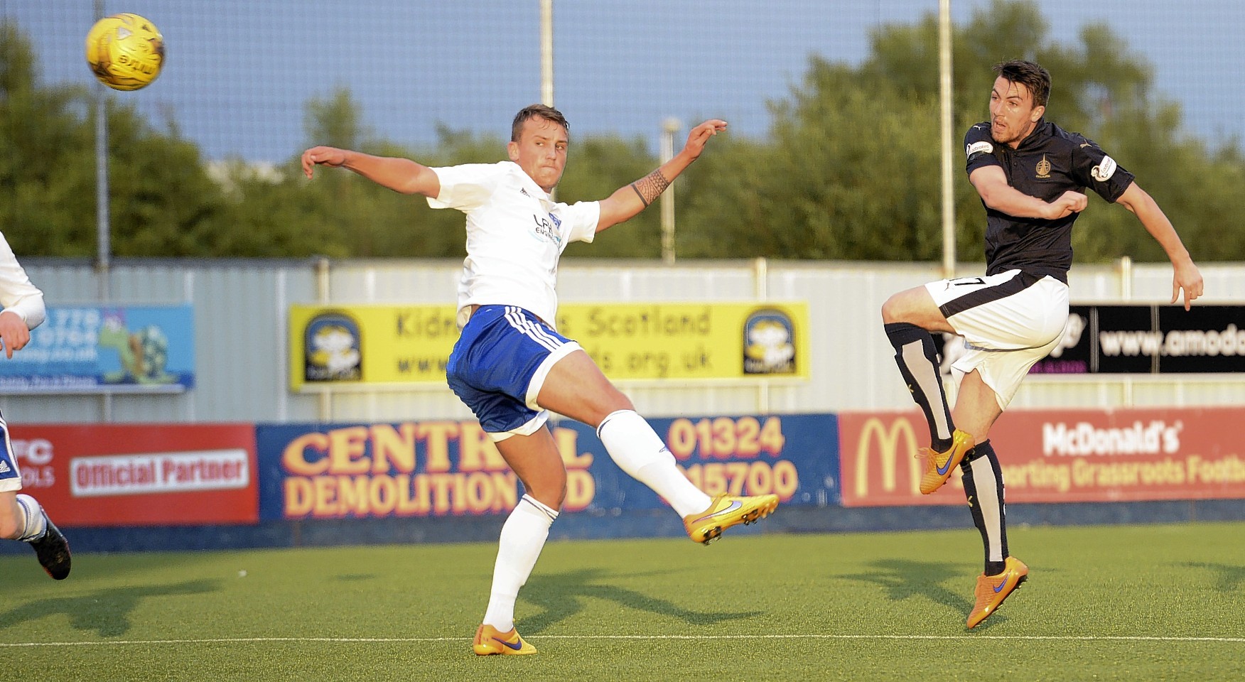 Falkirk's David Smith (right) opens the scoring but it was to be Rory McAllister's night... 