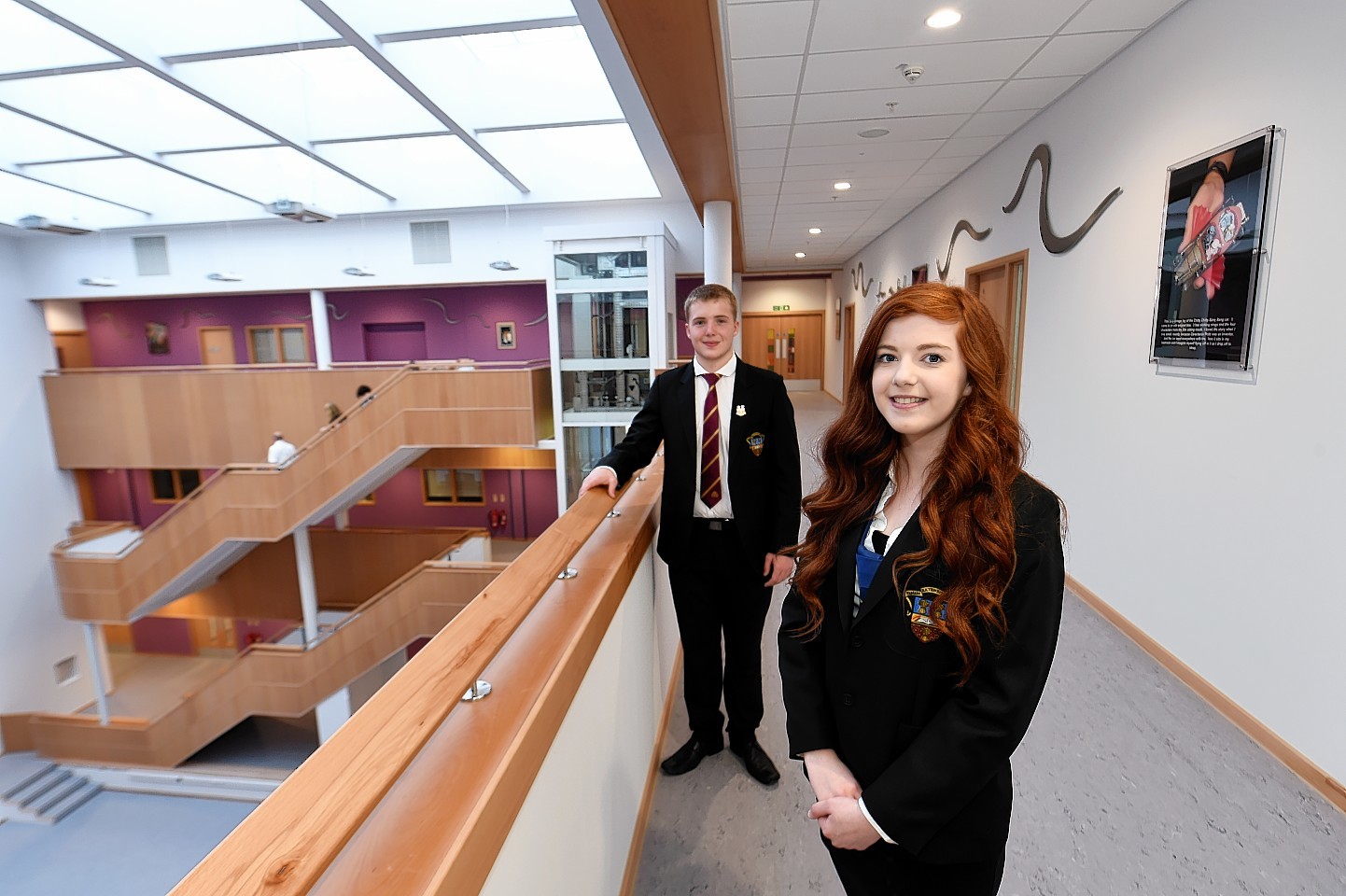 Head pupils Max Poole and Jennifer Hendry at the opening of the £36million Ellon Academy Community Campus at Cromleybank. 
Picture by KEVIN EMSLIE