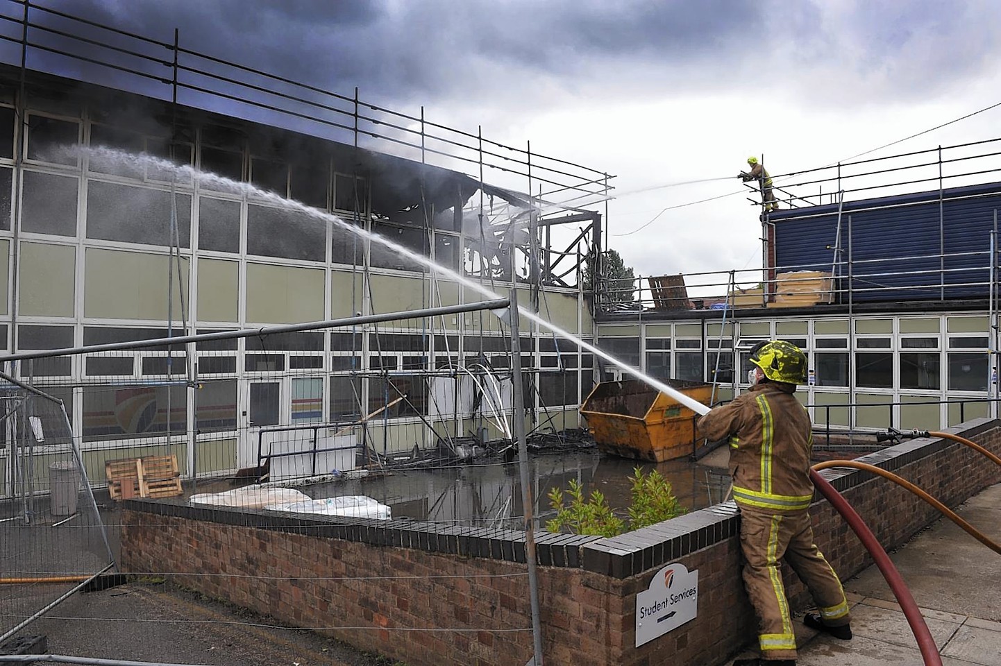 Firefighters tackle the fire at The Freeston Academy