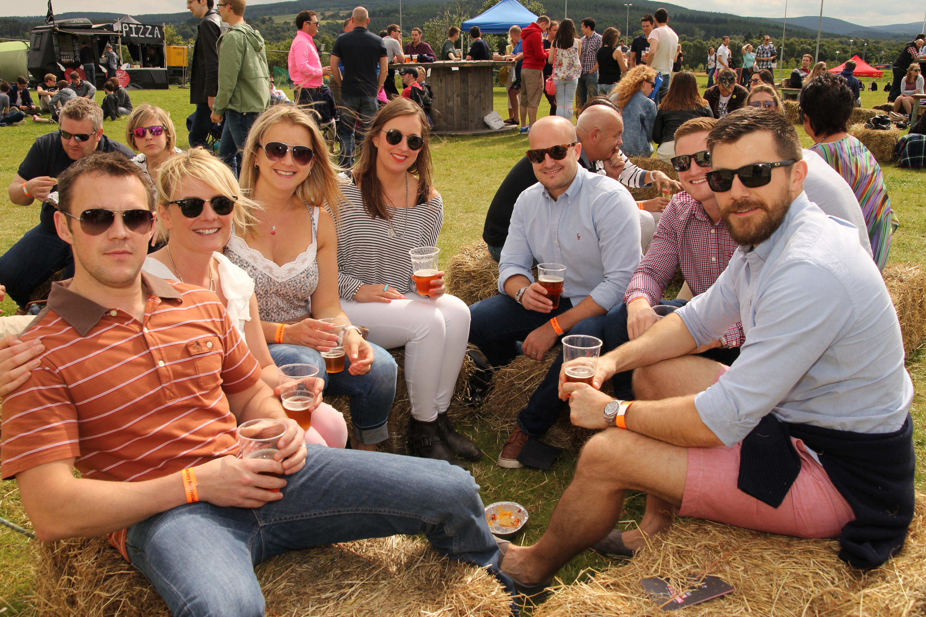 A group enjoys the sun at this year's Banchory Beer Festival. Picture: Nicol Rosie.