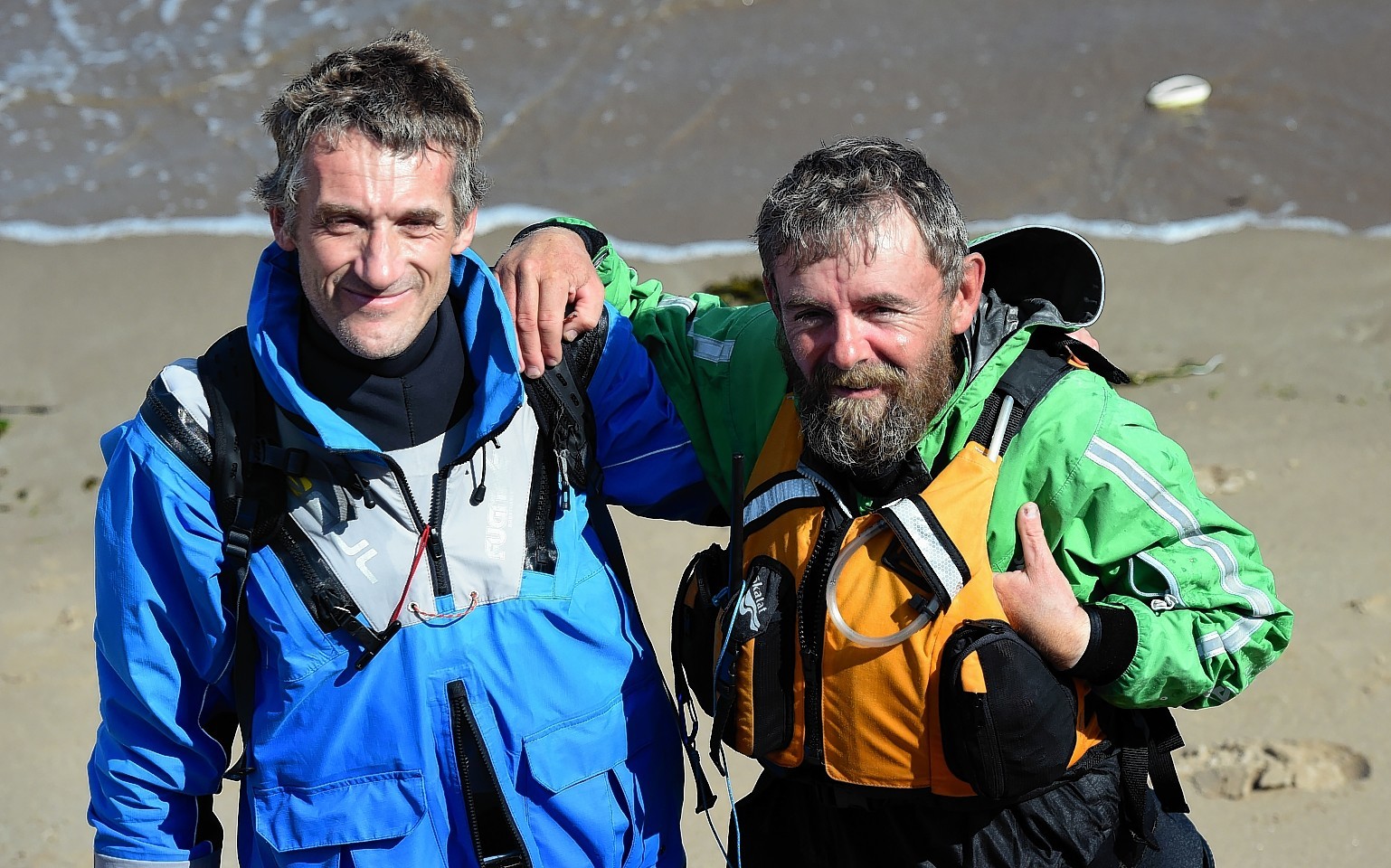Jono Dunnett (left) who is windsurfing solo around Britain and Nick Ray who is Kayaking solo around Scotland