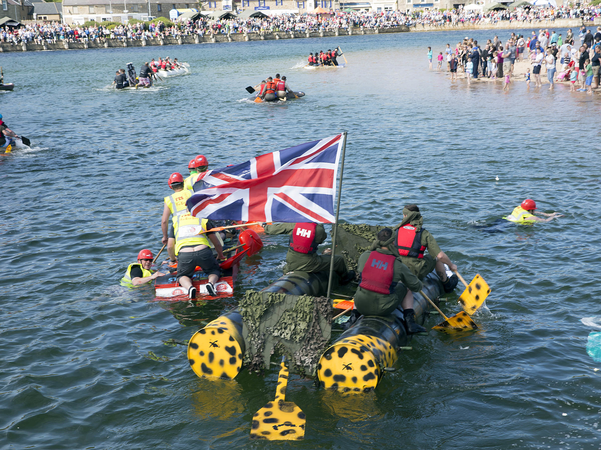 The Annual Lossiemouth Raft Race.