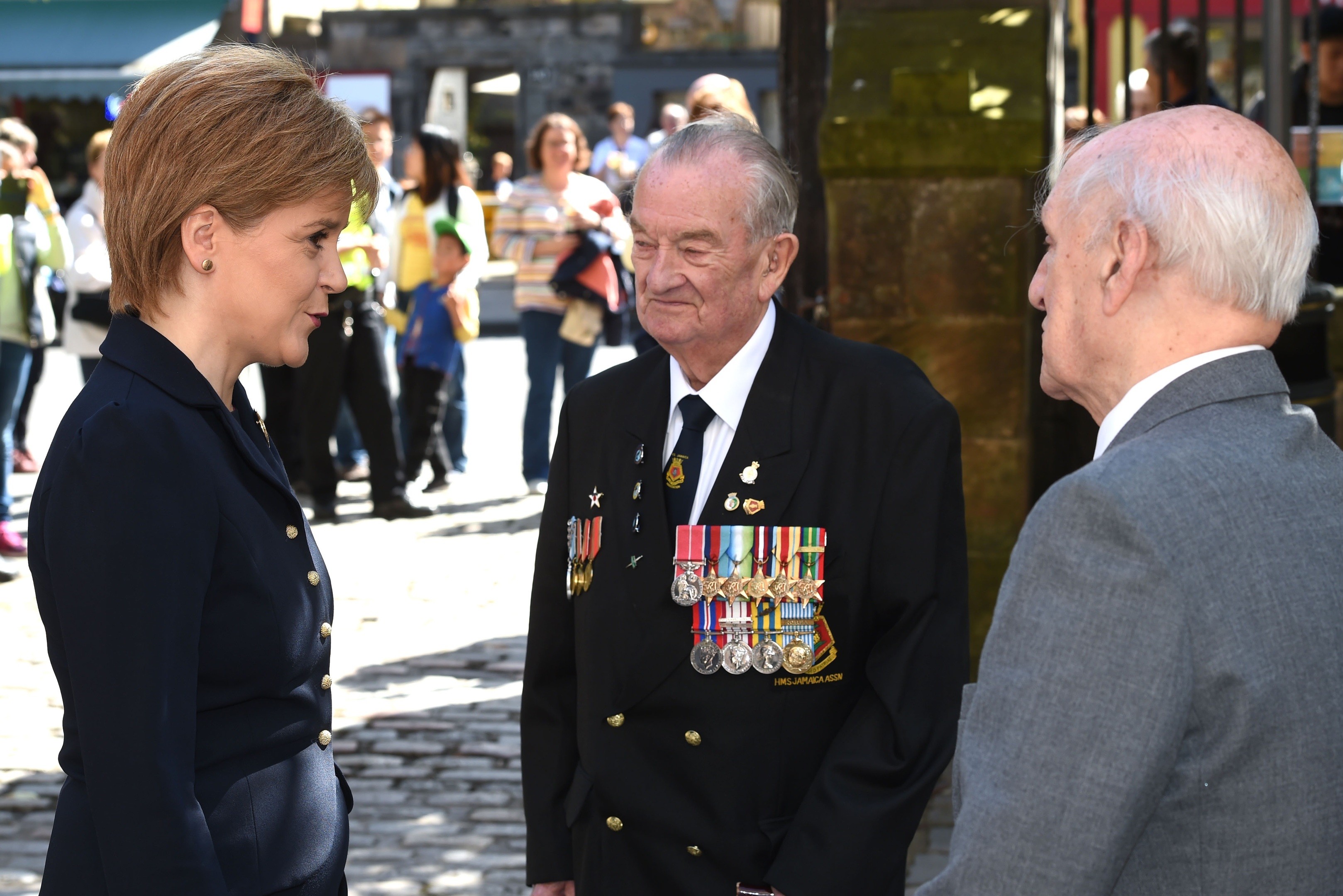 First Minister Nicola Sturgeon meets with veterans at the VJ Day 70th anniversary commemoration event
