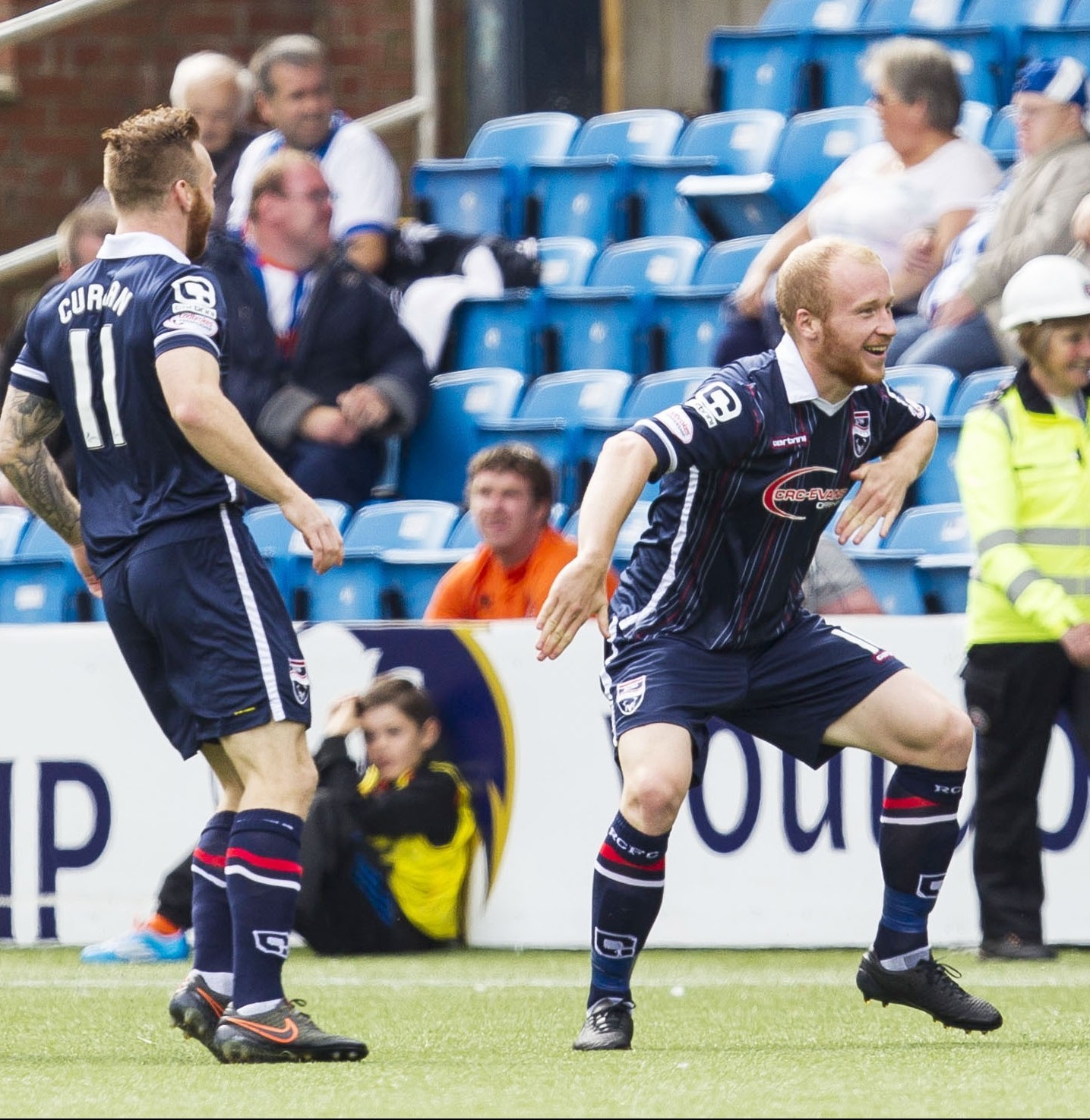 Liam Boyce (right) celebrates his first goal for Ross County