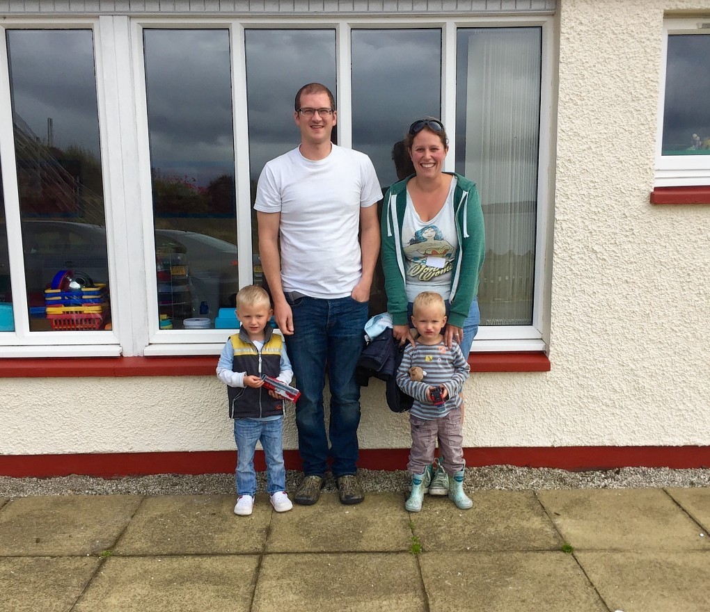 Remy (left) and Indy with their father Marc and mother Ailsa Smith.