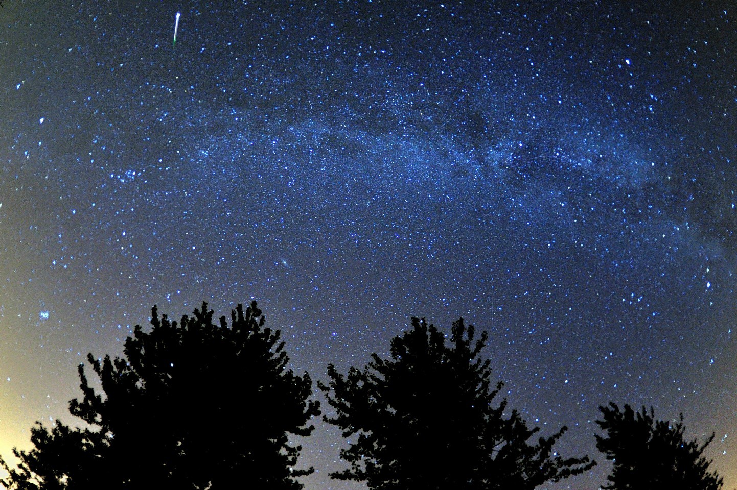 A meteor seen during a Perseids meteor shower over Gloucestershire