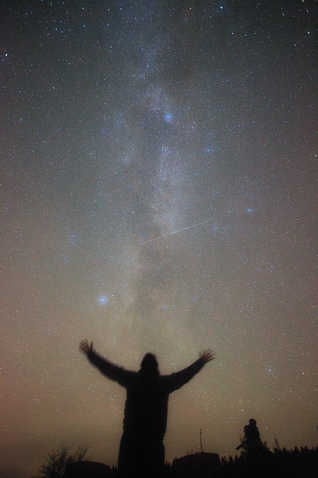 A shooting star in the skies over Kielder Water, Northumberland,