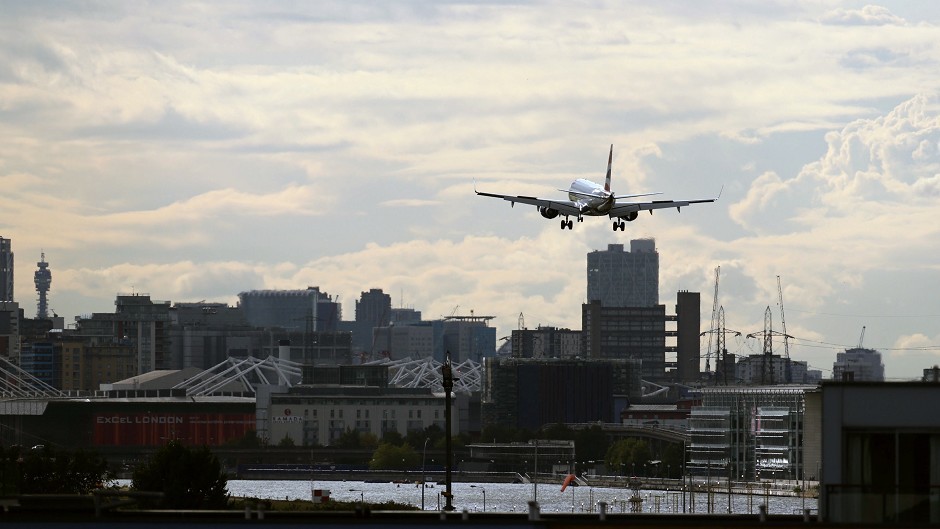 Aircraft departing London City Airport