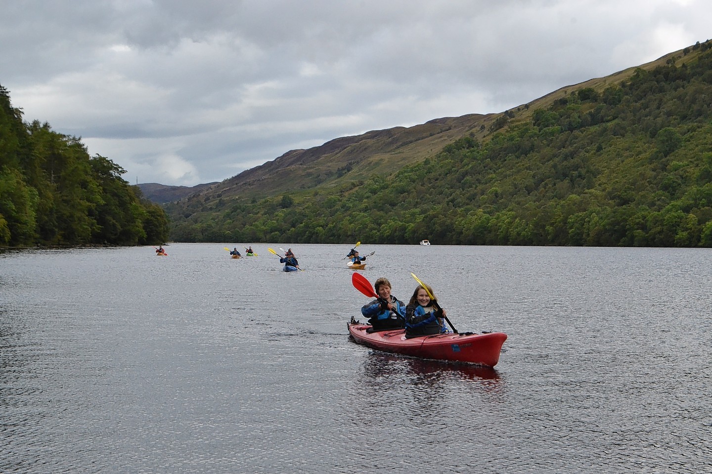 Participators kayaking in the RSABI Great Glen Challenge