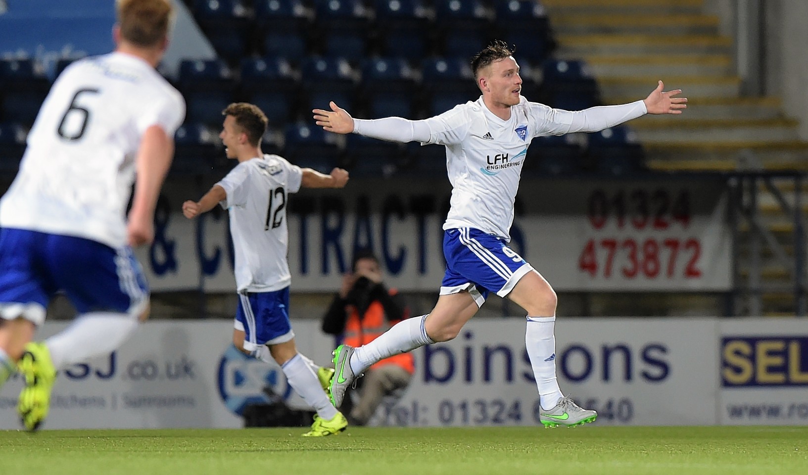 McAllister celebrates after grabbing his side's fourth goal of the game