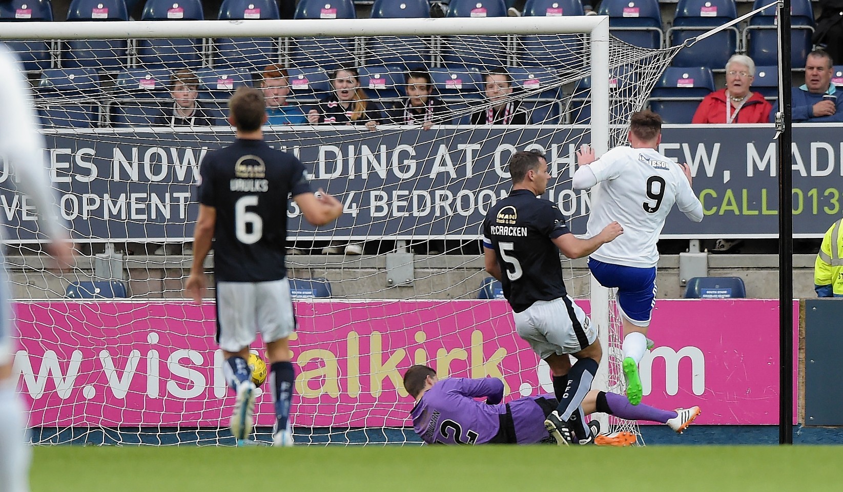 McAllister (right) pulls a goal back for his side and gets Peterhead back into the game