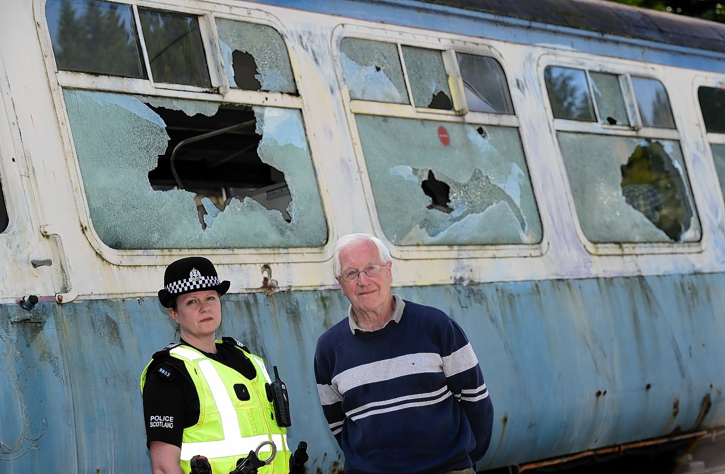 Police Scotland sgt Julie Stephen with Bill Halliday of the Royal Deeside railway team